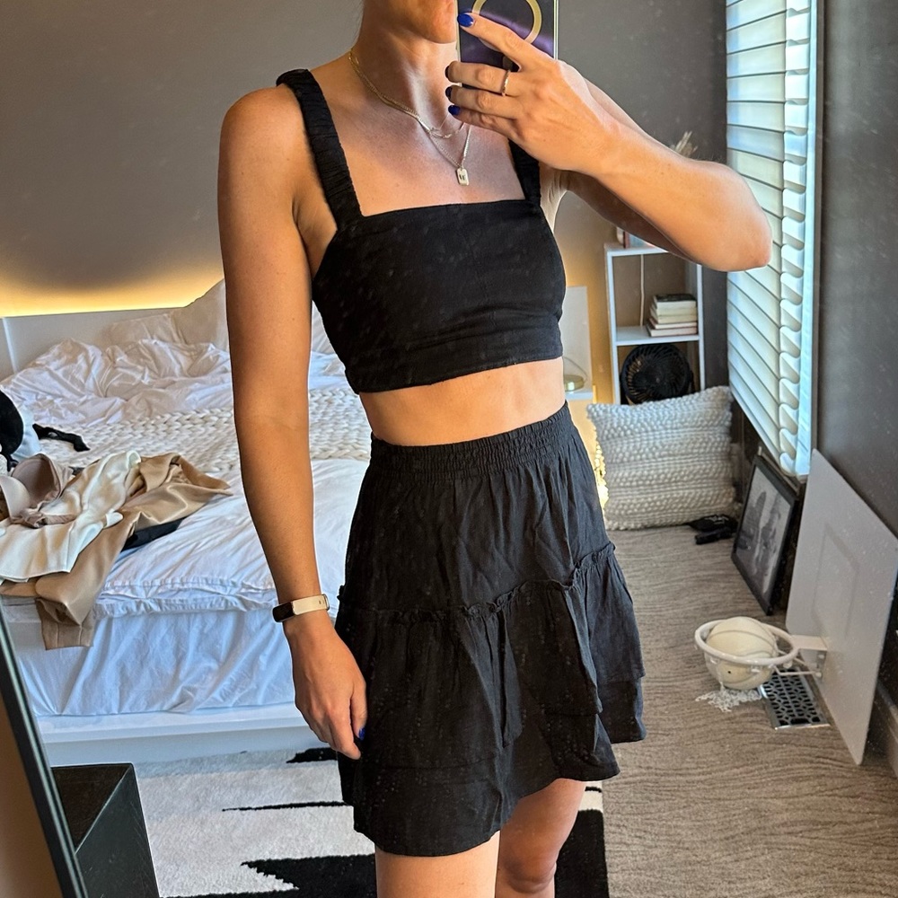 Abercrombie & Fitch Black Cropped Square-Neck Tank